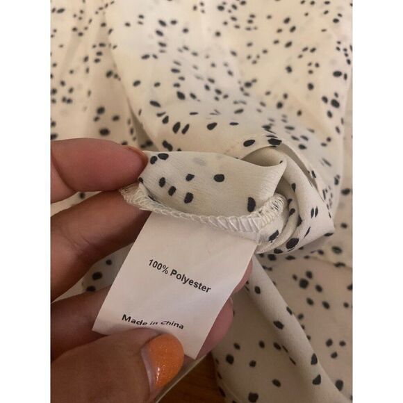 NWT Allegra K Women's White & Black Polka Dot Short Sleeve Blouse Size Medium - Picture 8 of 9